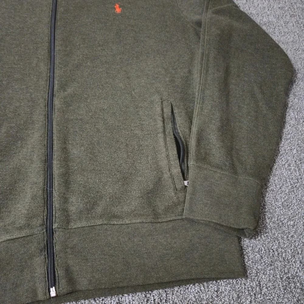 Polo Ralph Lauren Jacket Mens Large Olive Green Performance Full Zip Pony Logo